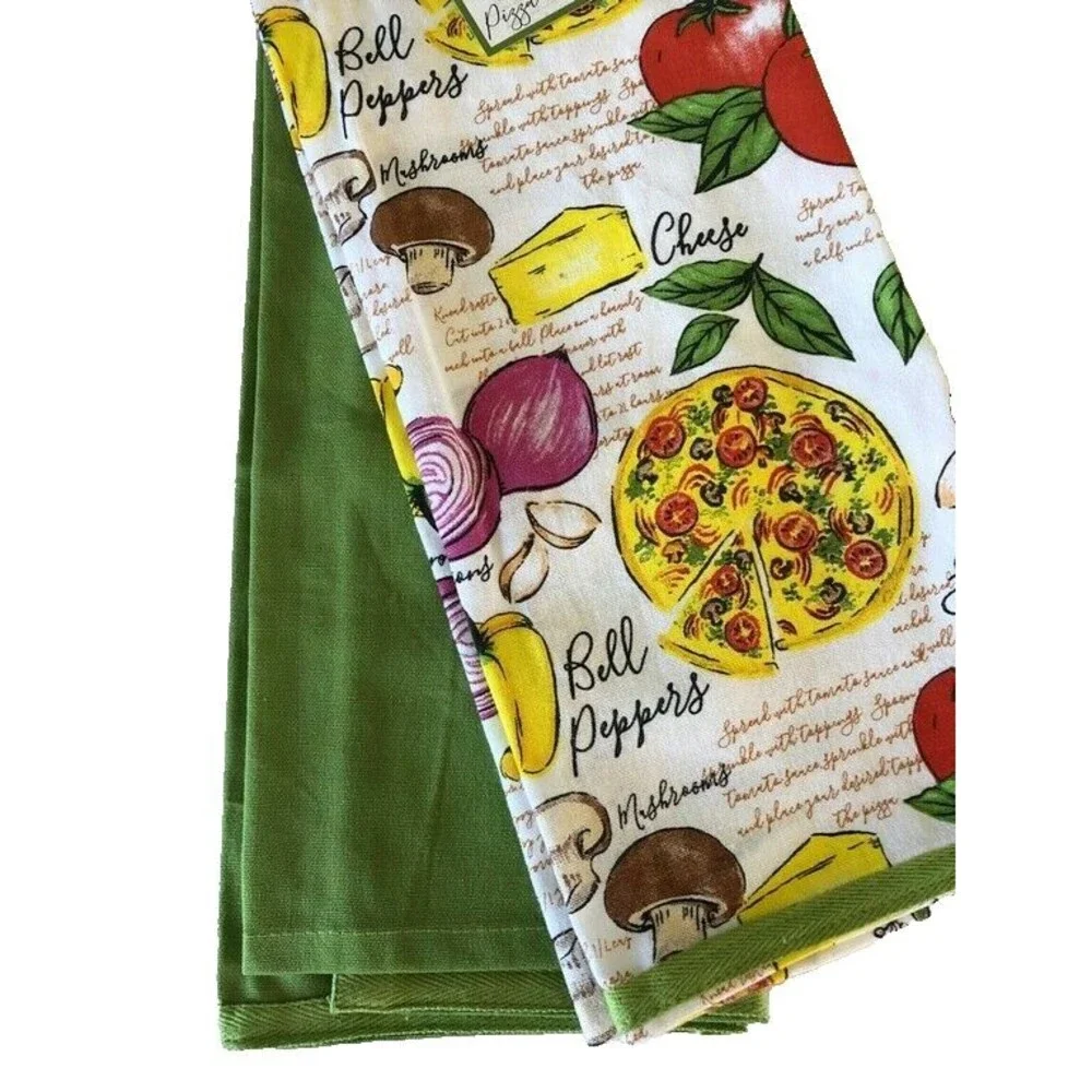 DEI Pizza Italian Cooking Kitchen Dish Towels Italian Night 17x 28